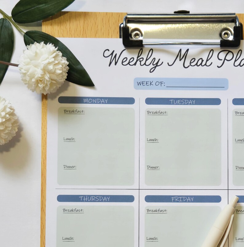 Family Meal Planner Template Weekly Meal Planner Printable Family Meal ...