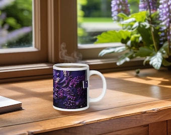 Embossed purple flower pattern mug