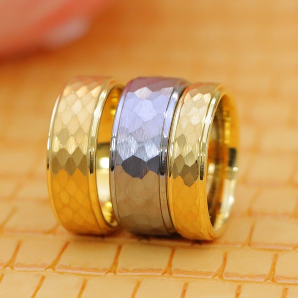 Men's Yellow Gold Wedding Band, Tungsten Ring, Anniversary Ring, Mens Tungsten Ring, Mens Wedding Band, Mens Gift, Mens Wedding Ring,