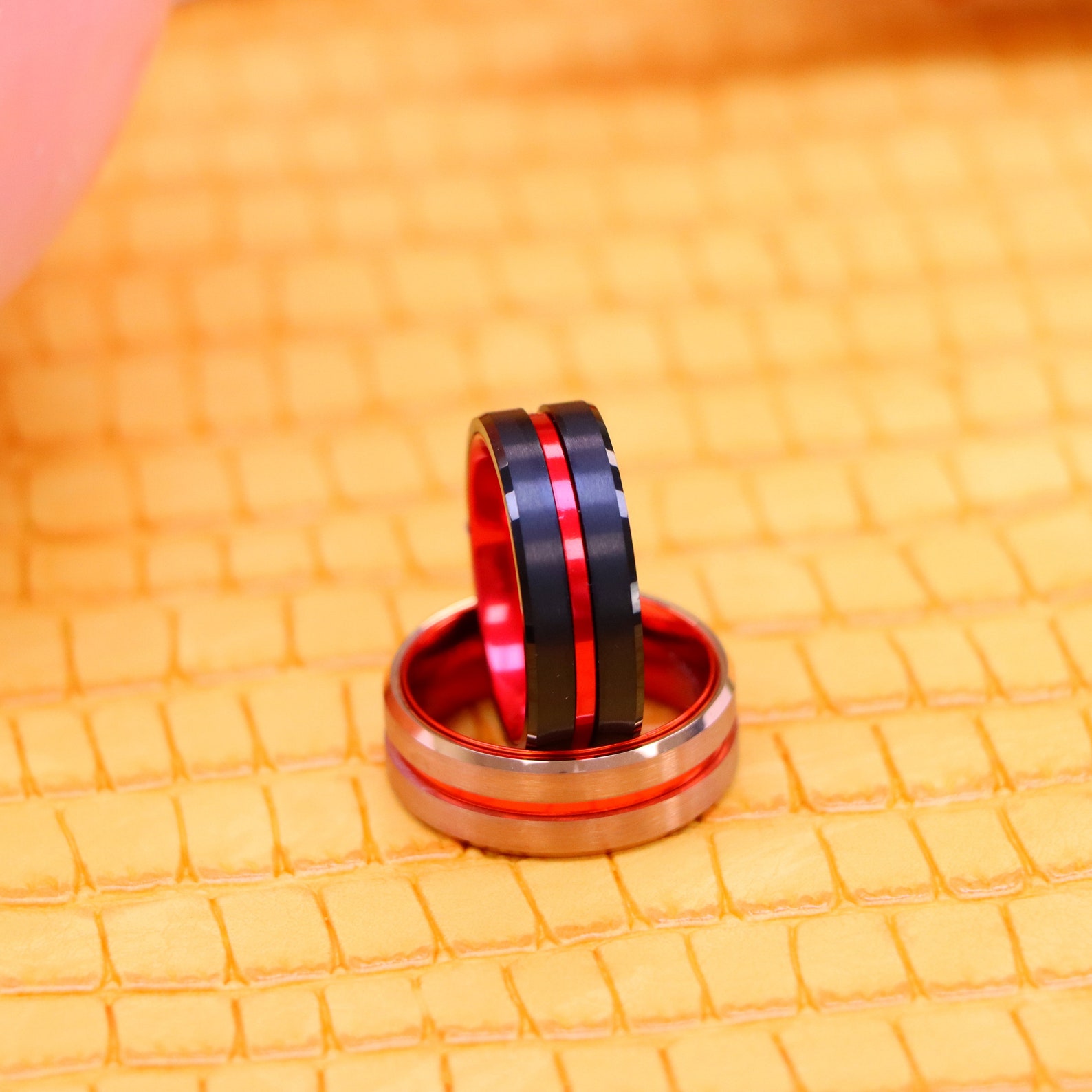 Red Ring Red Groove, Red Tungsten Ring, Tungsten Wedding Ring, Engagement Band ...