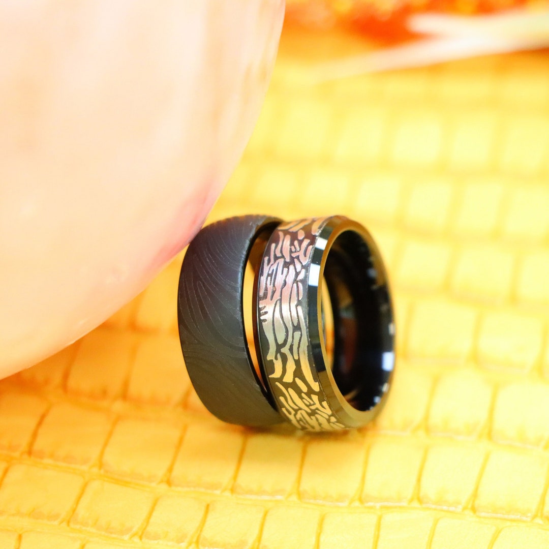 Custom Engraved Personalized Ring, Men Women Tungsten Wedding Band, 8MM ...