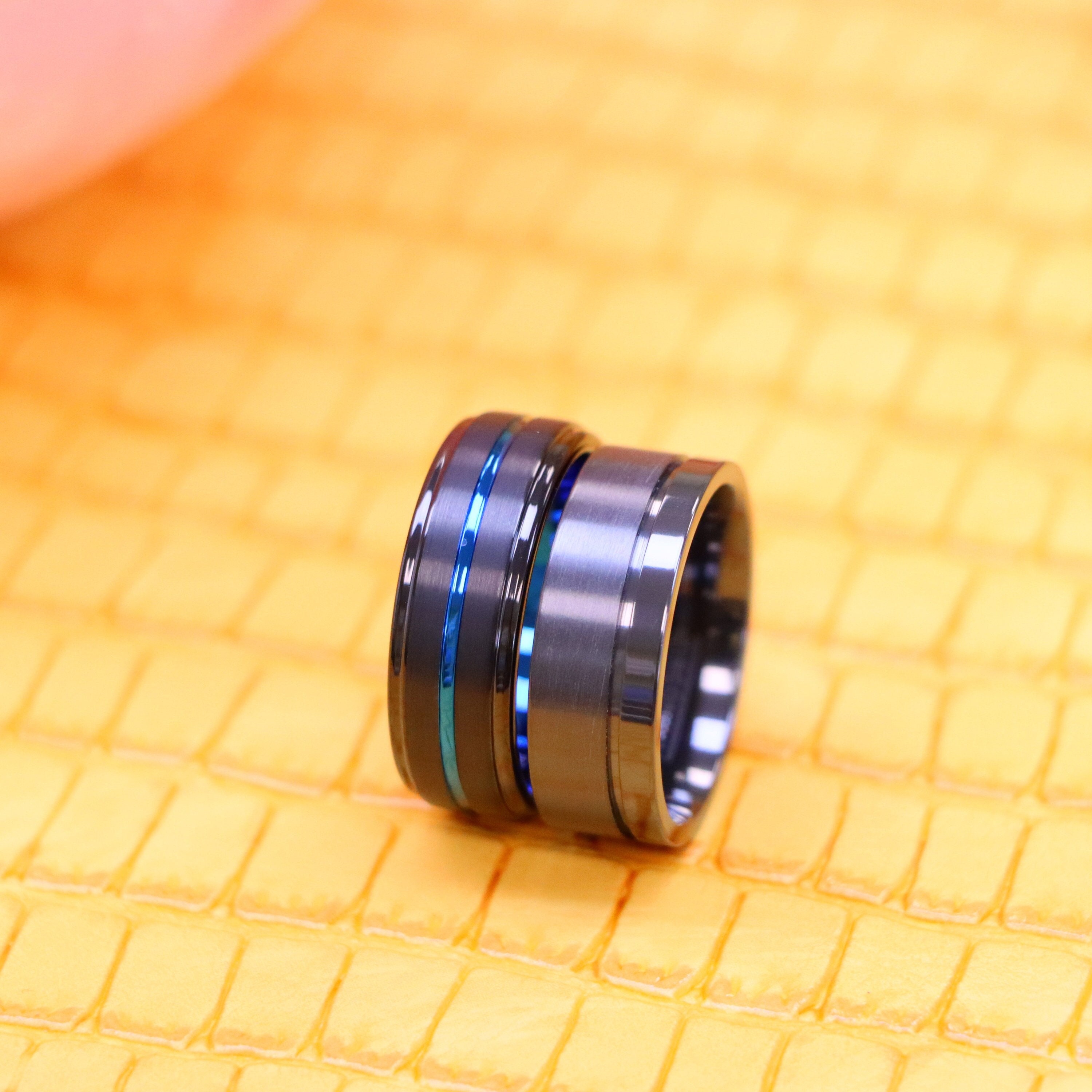 Mens Ring, Wedding Band, Women-Promise Ring, Engagement Ring, Mans Ring, Black Zirconium Ring, Flat Men's Ring, Zirconium Engagement Ring,