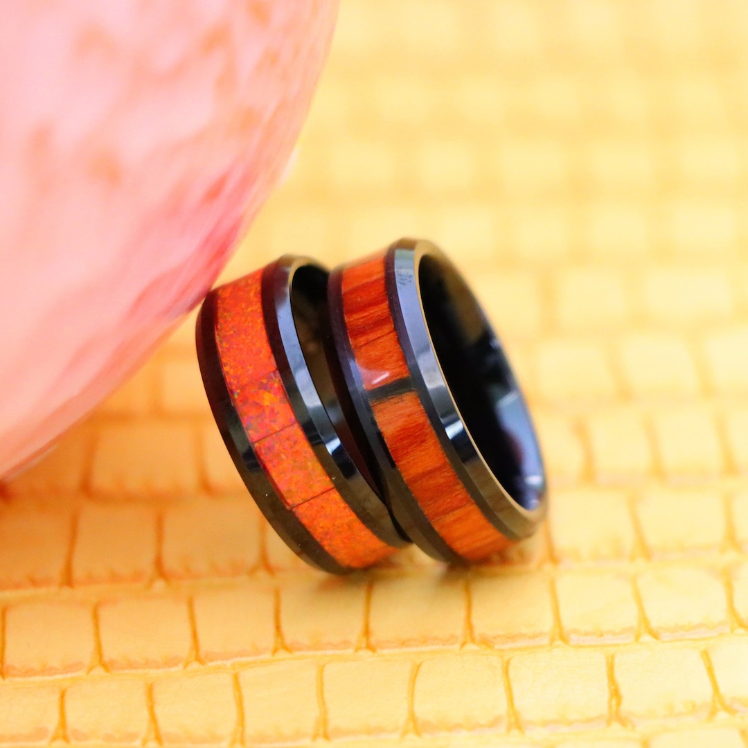 Tungsten Ring Wooden Ring Mens Wedding Bands Wedding Bands Etsy