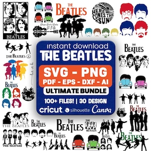 The Beatles Svg Bundle, The Beatles Png / Clipart, The Beatles Shirt Svg, Digital Files, The Beatles Face, Music Svg, Cricut, Silhouette