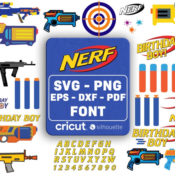 Ziel Pistolen Geburtstag svg, Toy Blaster SVG Birthday Boy SVG, Png für Cricut, Toy Blaster PNG, Instant Download