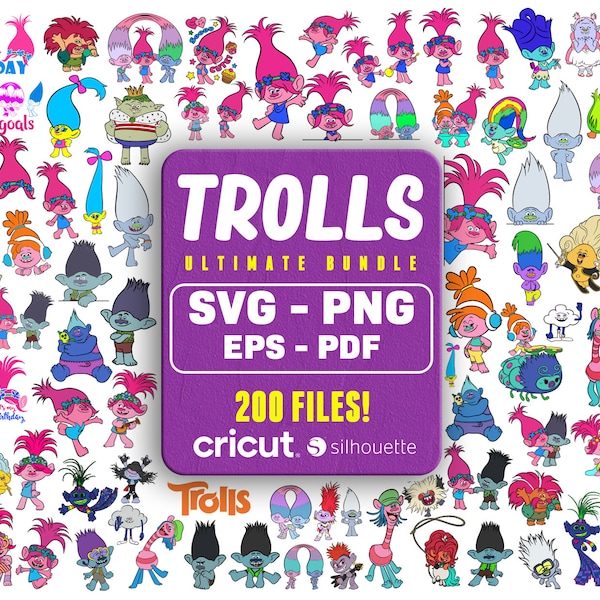 Trolls Svg Mega, High Quality Trolls PNG, Poppy Troll Svg, Trolls Clipart, Digital files, Svg For Cricut, Instant Download