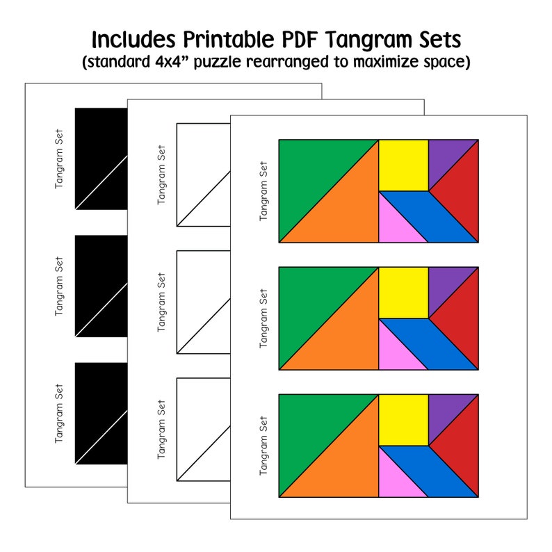 Printable Tangram Puzzle Mats &amp; Task Cards + Bonus Clip Art - Etsy