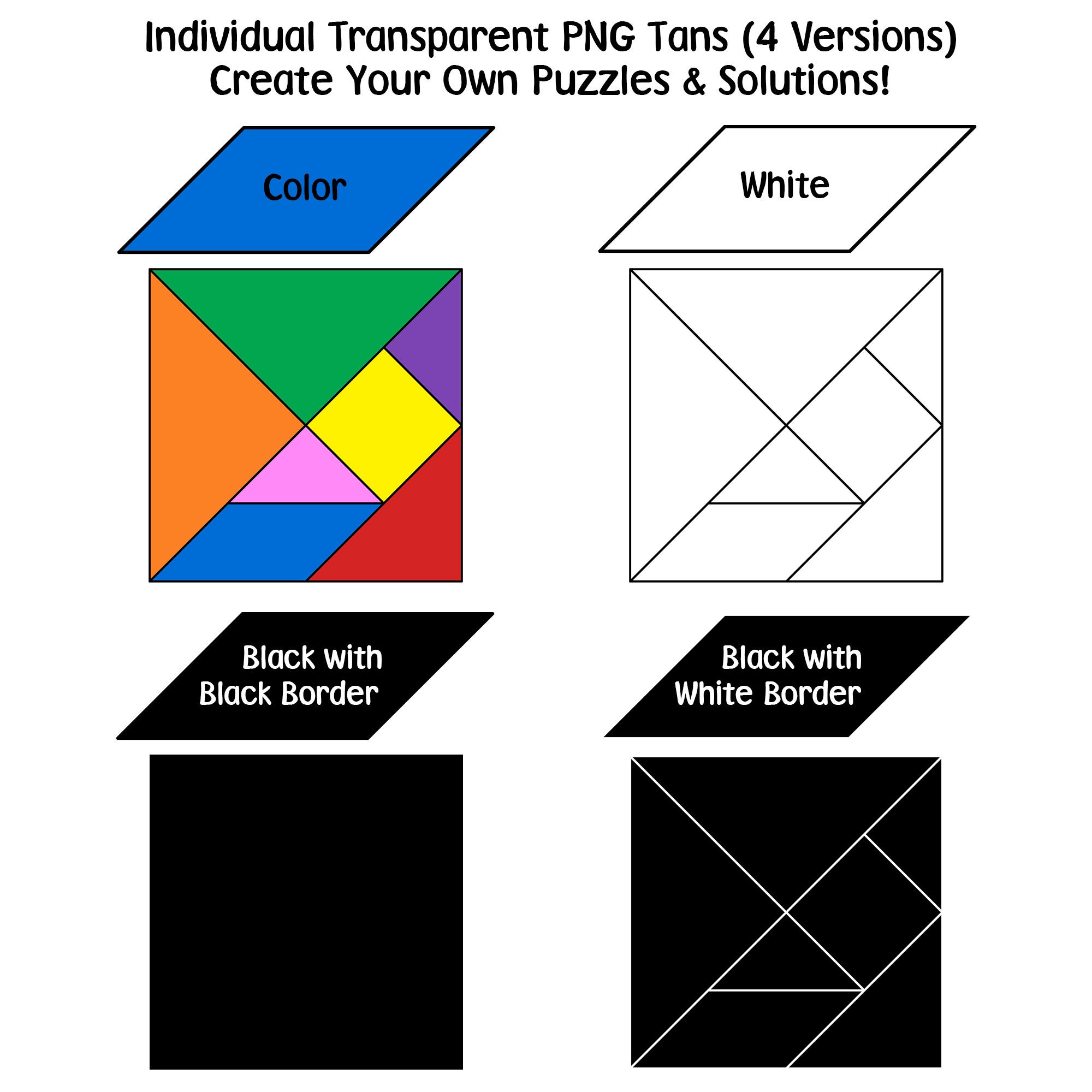 Printable Tangram Puzzle Mats & Task Cards + Bonus Clip Art - Etsy