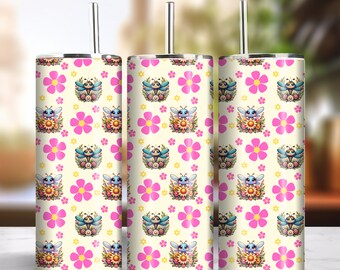 Cute Dragonfly 20oz Skinny Tumbler Sublimation Seamless Design Instant Digital Download PNG 300dpi DIY Garden Insect Bug Lover Tumbler Wrap