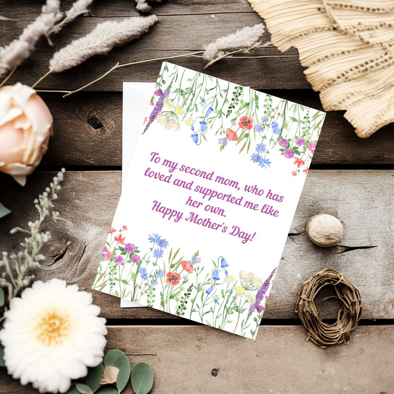 Stepmom Mother's Day Printable DIY Greeting Card and Envelope Template