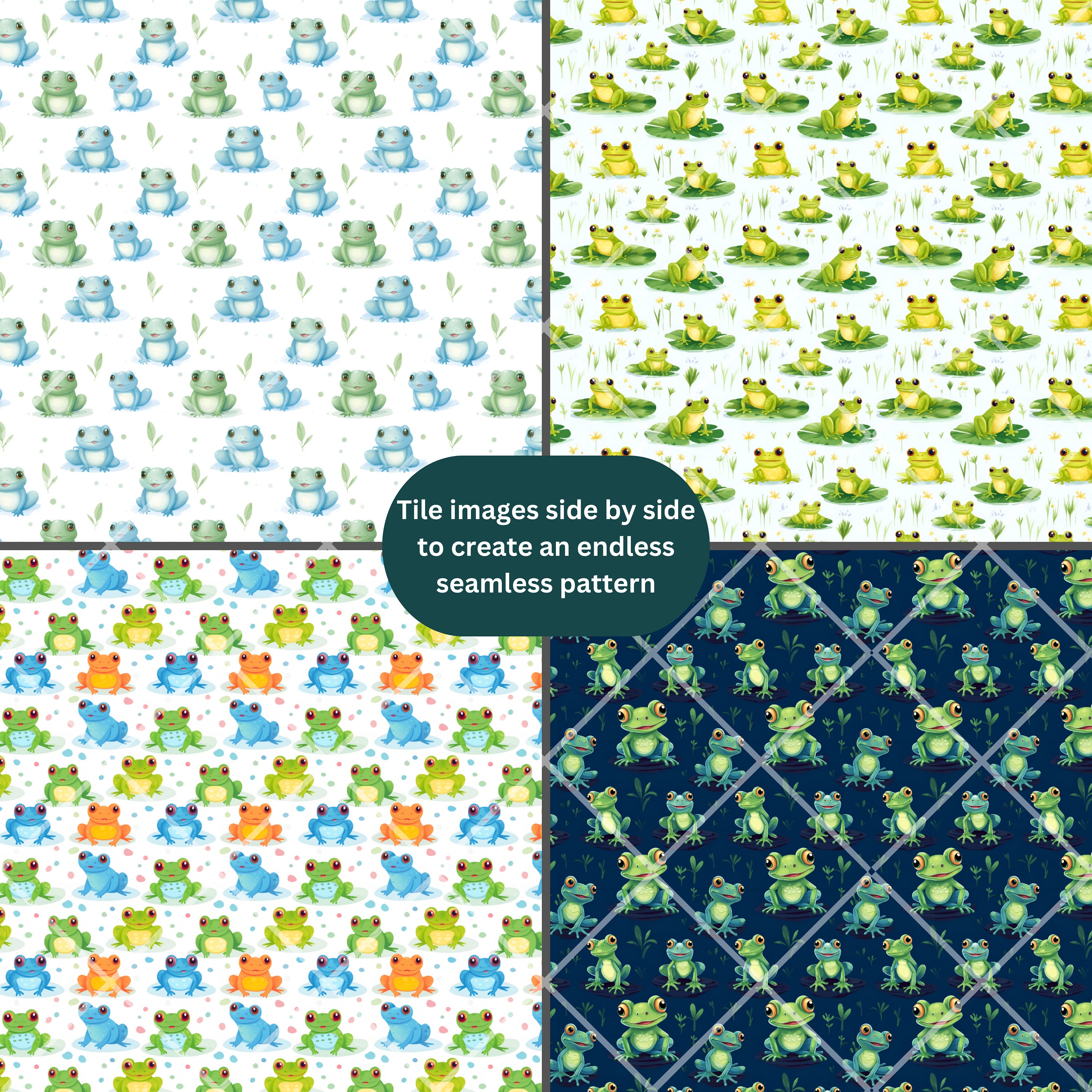 Playful Frogs Digital Paper Printable Background Scrapbook Papers 12x12 ...
