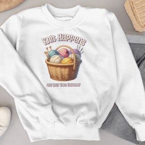 Knit Happens Funny Knitting T-Shirt Sublimation Download PNG Clipart Transparent Background Cute Silly Graphics Crochet Lovers Image 2
