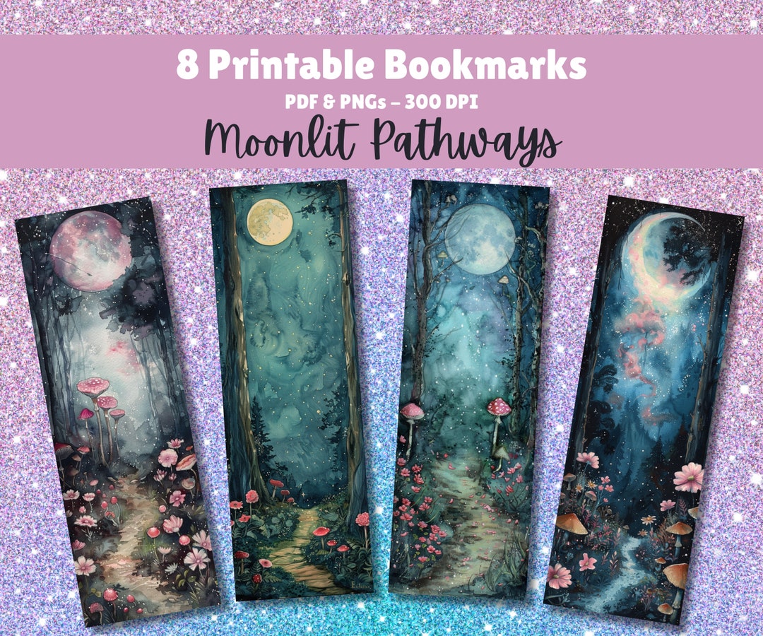 Printable Bookmarks Set of 8 Digital Download 11x8.5 PDF and Separate ...