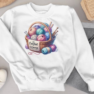 Crochet & Coffee Fun Silly T-Shirt Sublimation Download PNG Clipart Transparent Background Cute Graphics for Crocheting Knit Lovers Image 12