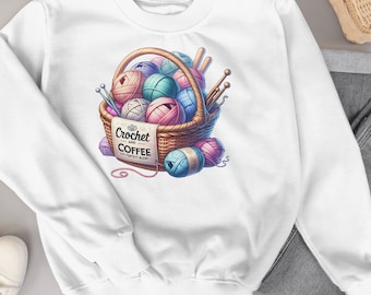 Crochet & Coffee Fun Silly T-Shirt Sublimation Download PNG Clipart Transparent Background Cute Graphics for Crocheting Knit Lovers Image 12