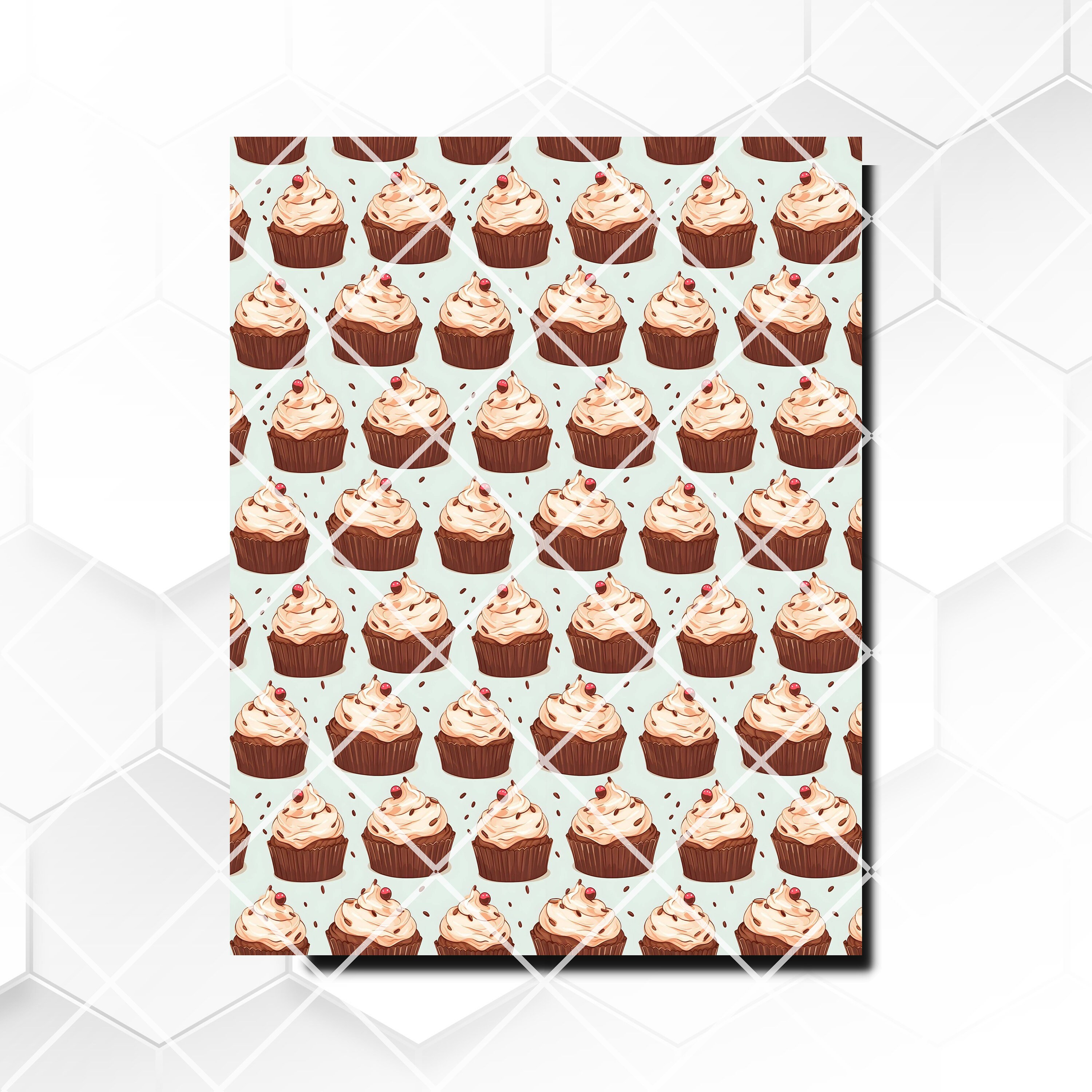 Frosted Cupcakes Digital Paper, Printable Background Scrapbook Papers 8 ...