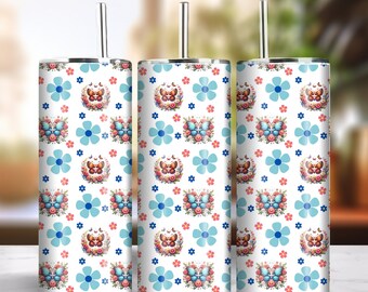 Butterfly 20oz Skinny Tumbler Sublimation Seamless Design Instant Digital Download PNG 300dpi DIY Garden Insect Bug Lover Tumbler Wrap