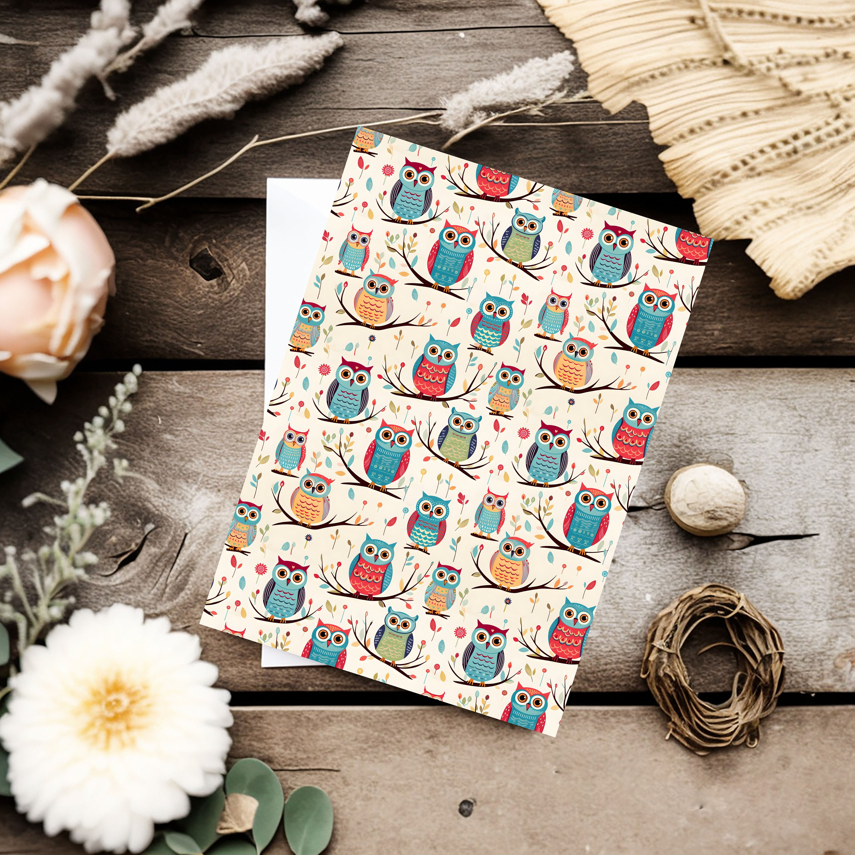 Whimsical Owls 8.5x11 Digital Paper, Printable Background Scrapbook ...