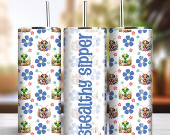 Stealthy Sipper 20oz Skinny Tumbler Sublimation Seamless Design Instant Digital Download PNG 300dpi DIY Praying Mantis Lover Tumbler Wrap