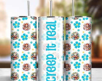Creep It Real 20oz Skinny Tumbler Sublimation Seamless Design Instant Digital Download PNG 300dpi DIY Garden Spider Bug Lover Tumbler Wrap