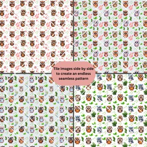Cute Owls 12x12 Digital Paper Printable Background Scrapbook Papers ...