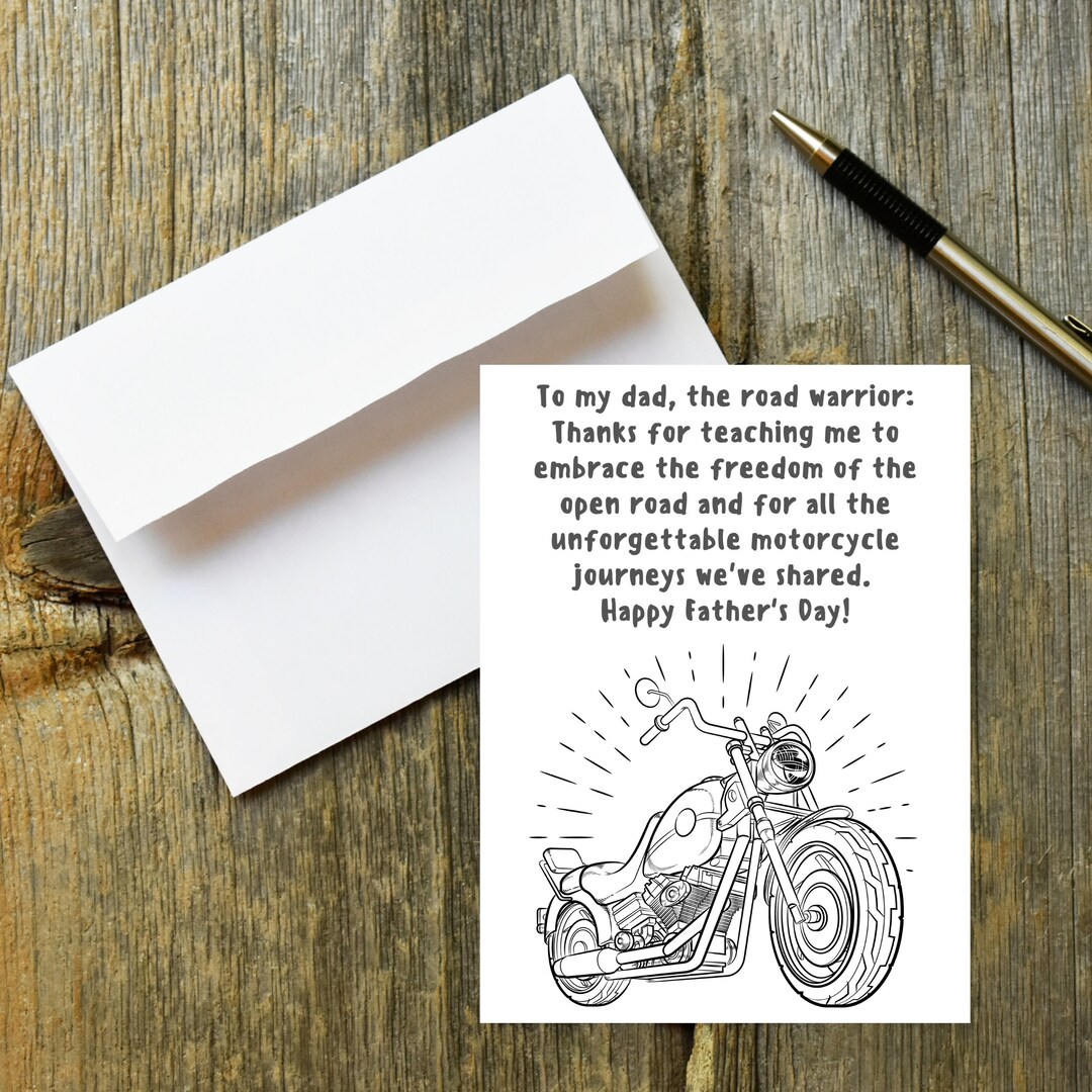 Motorcycle Father's Day Printable Greeting Card With DIY Printable ...