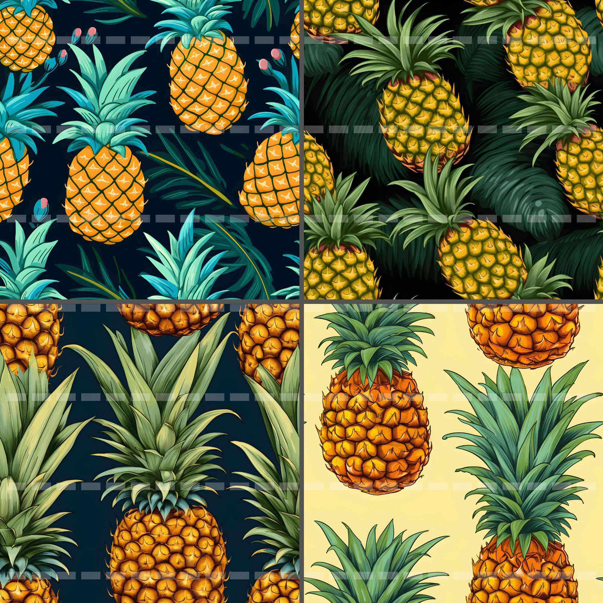Pineapples Printable Background Scrapbook Papers, 12x12 Seamless ...