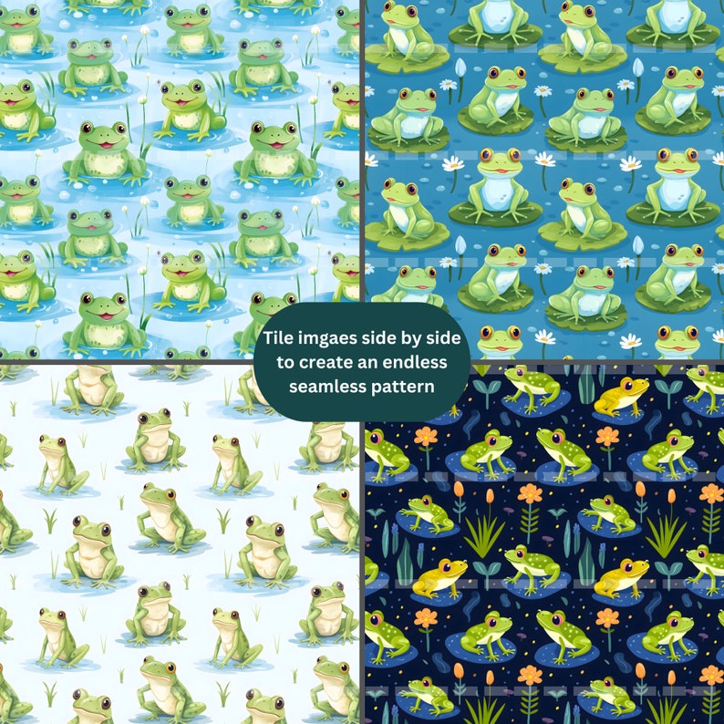 Cute Frogs Printable Background Scrapbook Papers, 12x12 Seamless ...