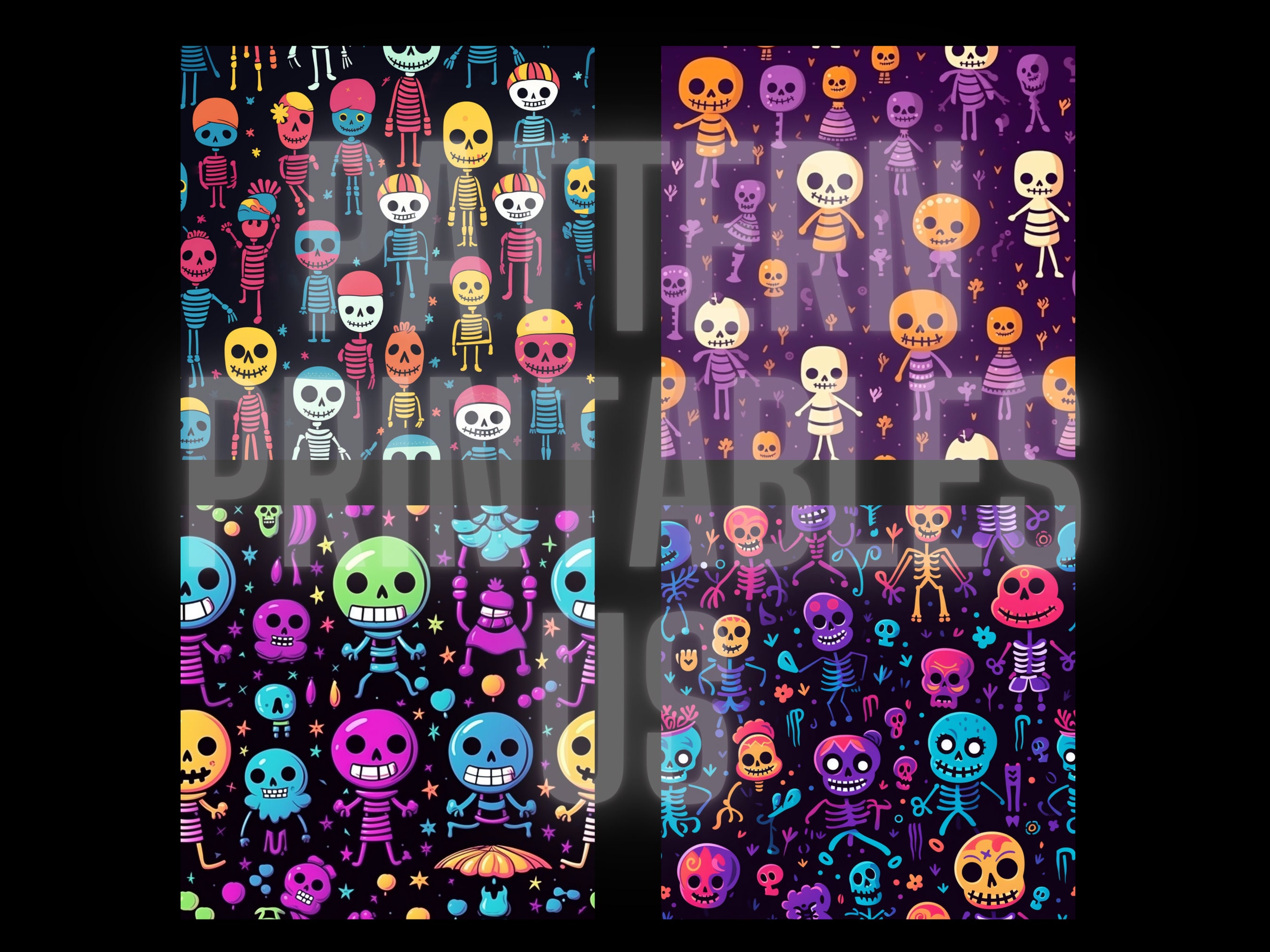 Skeletons Digital Paper, Printable Background, Scrapbook Papers, 12x12 ...