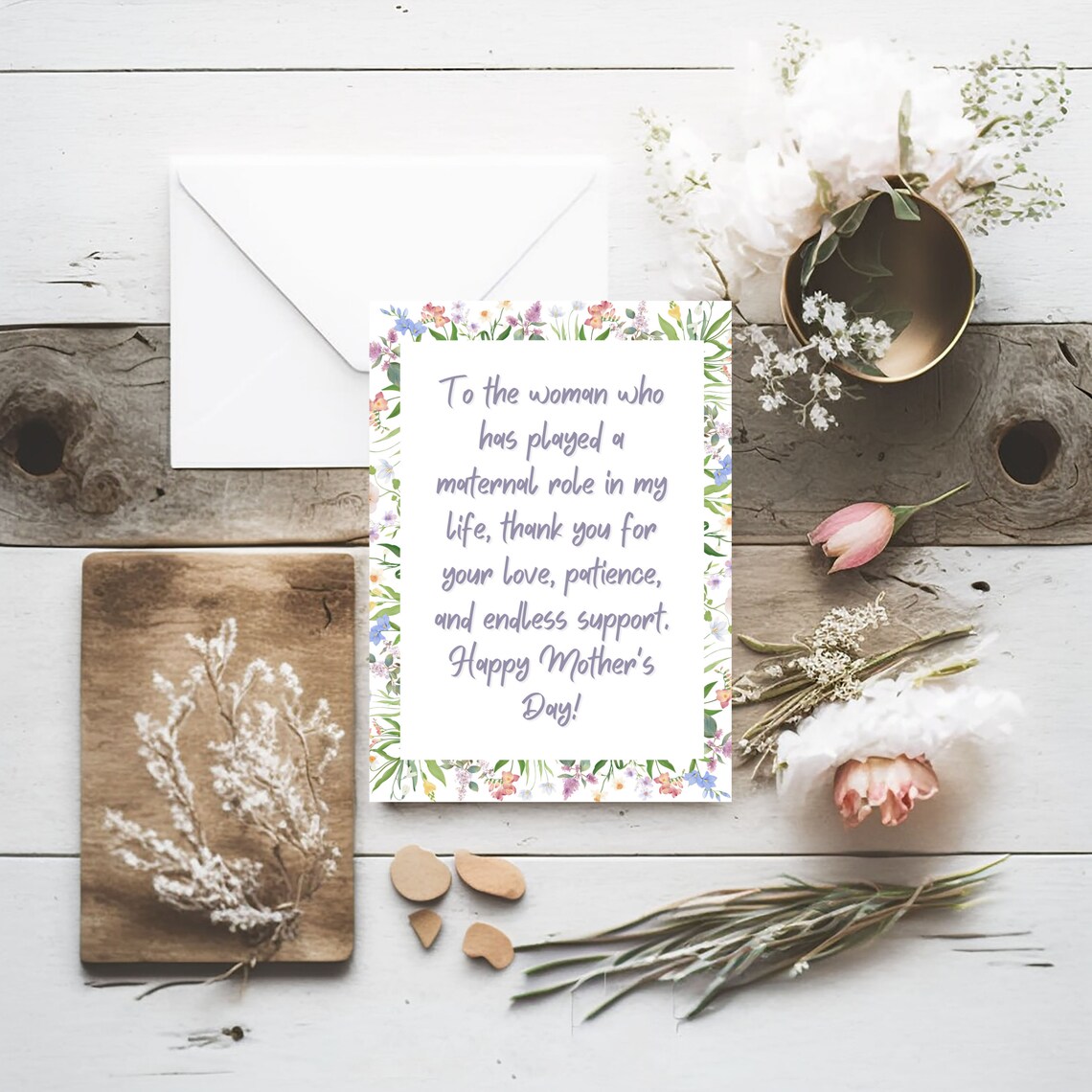 Stepmom Mother's Day Printable DIY Greeting Card and Envelope Template
