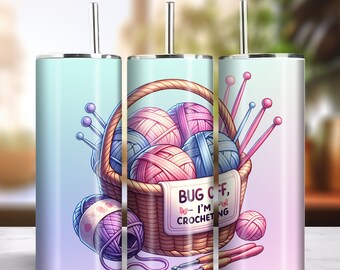 Bug Off Robię na szydełku 20oz Skinny Tumbler Sublimacja Kolorowy Gradient Projekt Pobierz PNG 300dpi DIY Wrap Zabawny szydełkowy napis Obraz 10