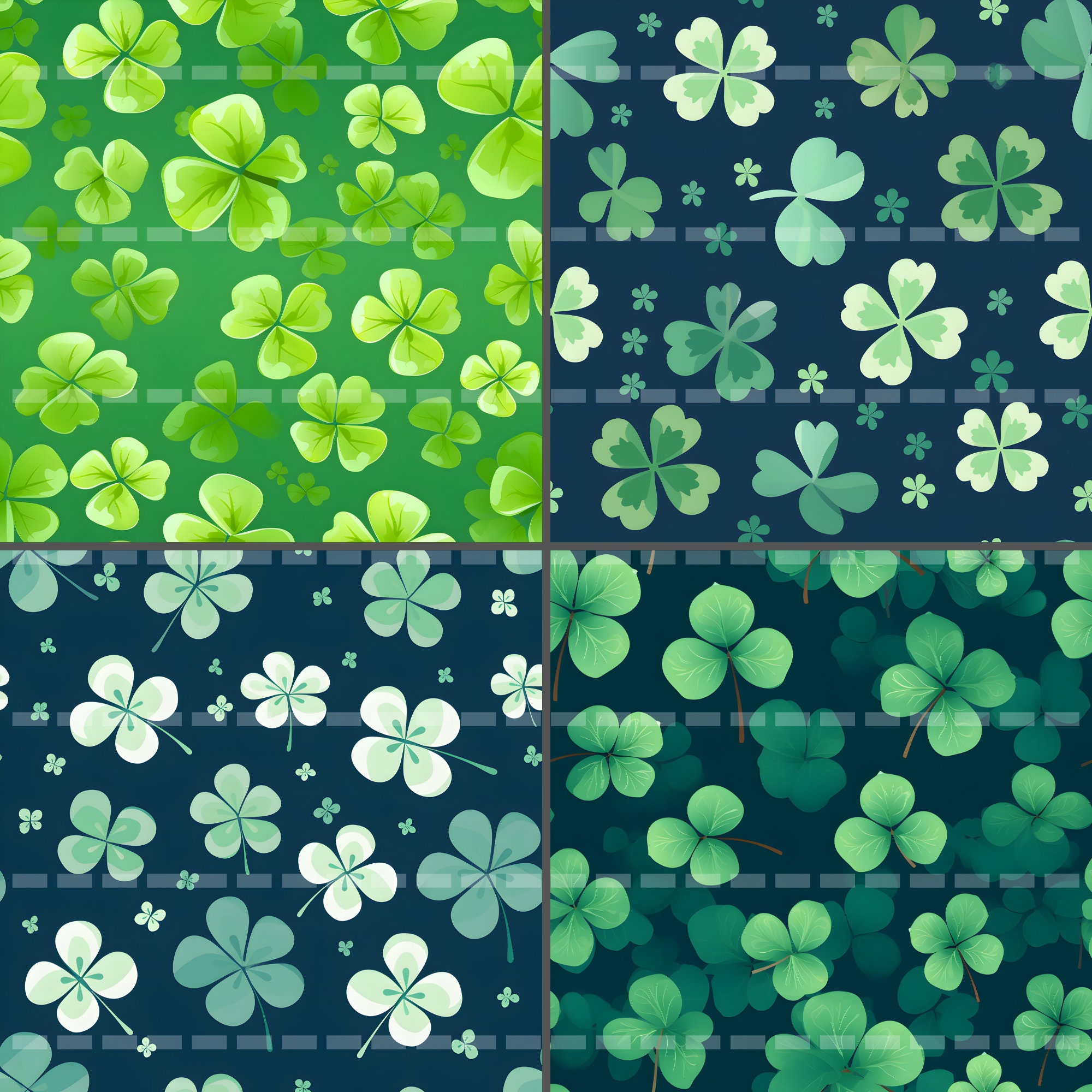 Lucky Shamrocks Printable Background Scrapbook Papers, 12x12 Seamless ...