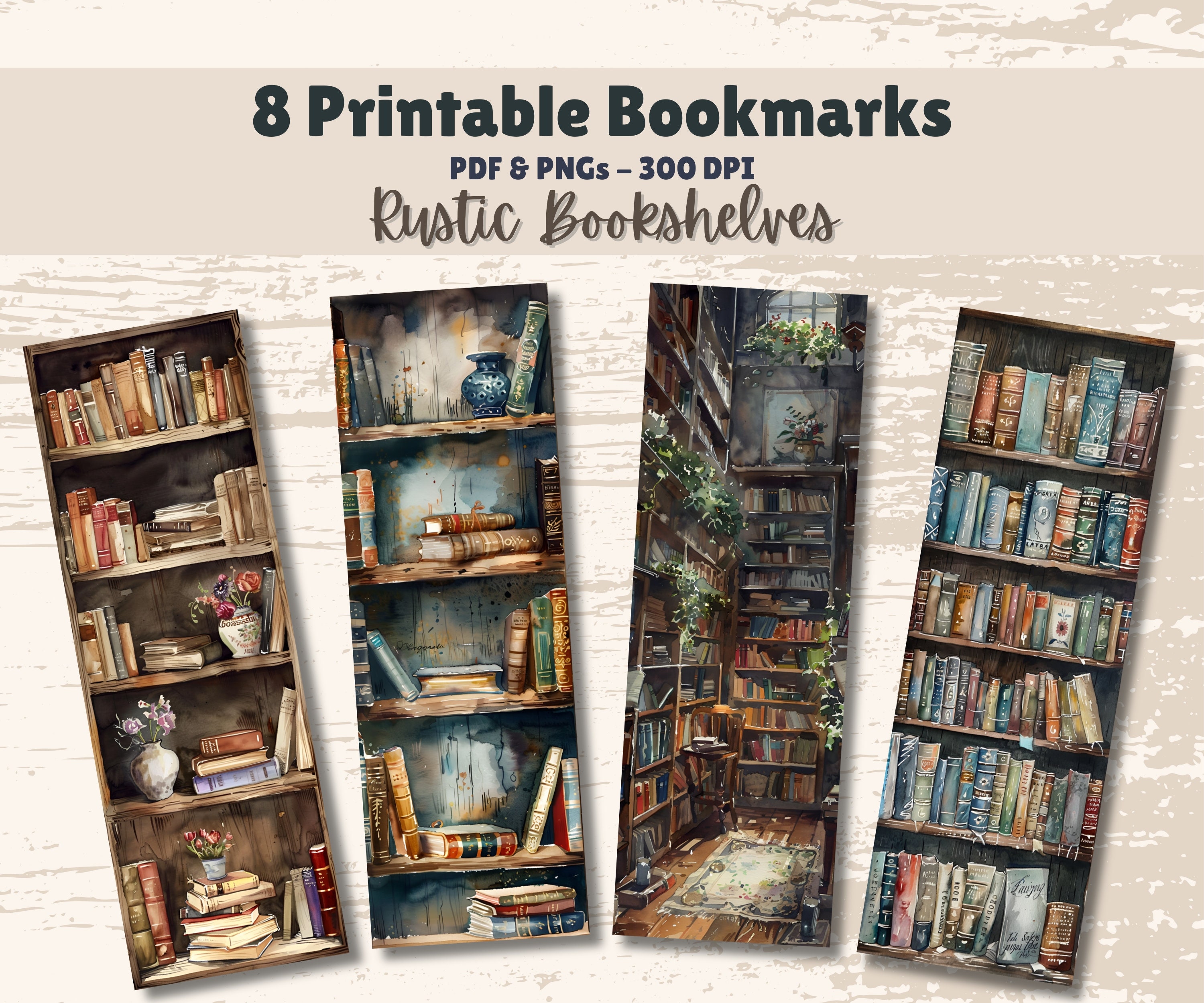 Printable Bookmarks Set of 8 Digital Download 11x8.5 PDF and Separate ...