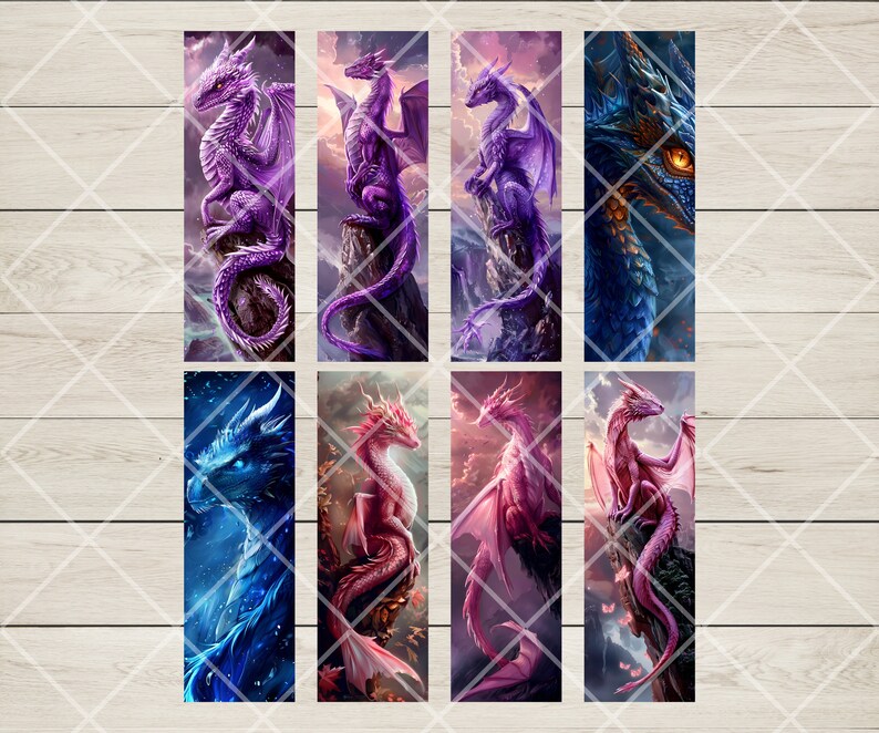 Printable Bookmarks Set of 8 Digital Download 11x8.5 PDF and Separate ...