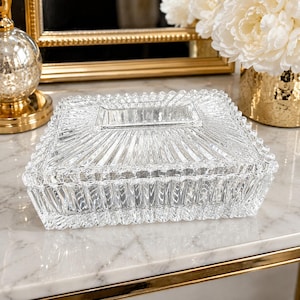 Vtg Godinger Crystal Legends 24% Lead Crystal Trinket Jewelry Box Dresser Box