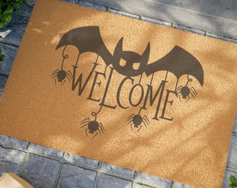Welkom Bat Halloween, Kokosmat, Kerstdeurmat, Vakantie, buitenmat, Voordeur,