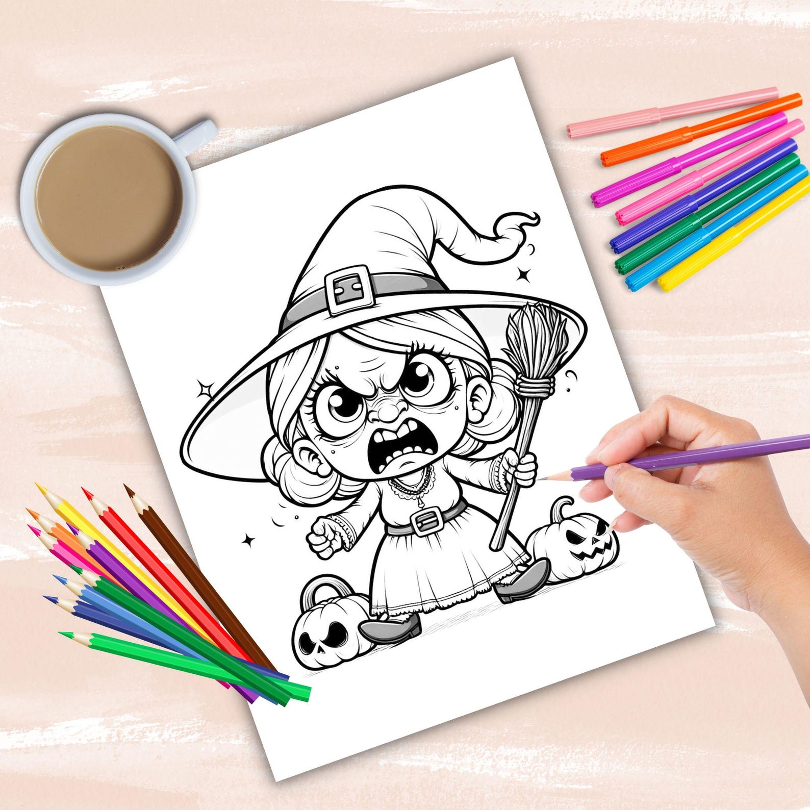 Funny Witch Coloring Book, Funny Halloween Coloring Pages for Kids ...