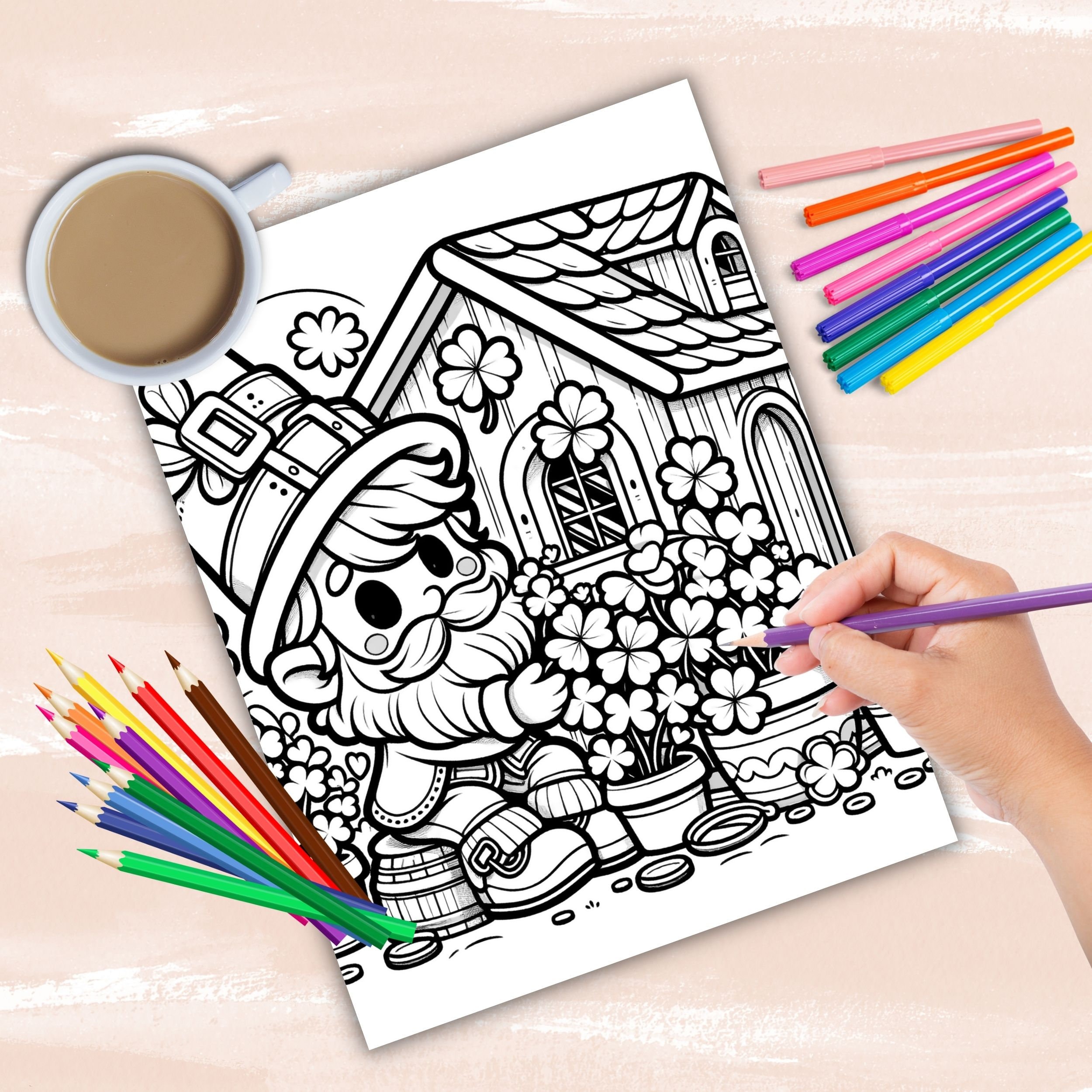 St Patricks Day Shenanigans Coloring Book, Cute Leprechaun Coloring