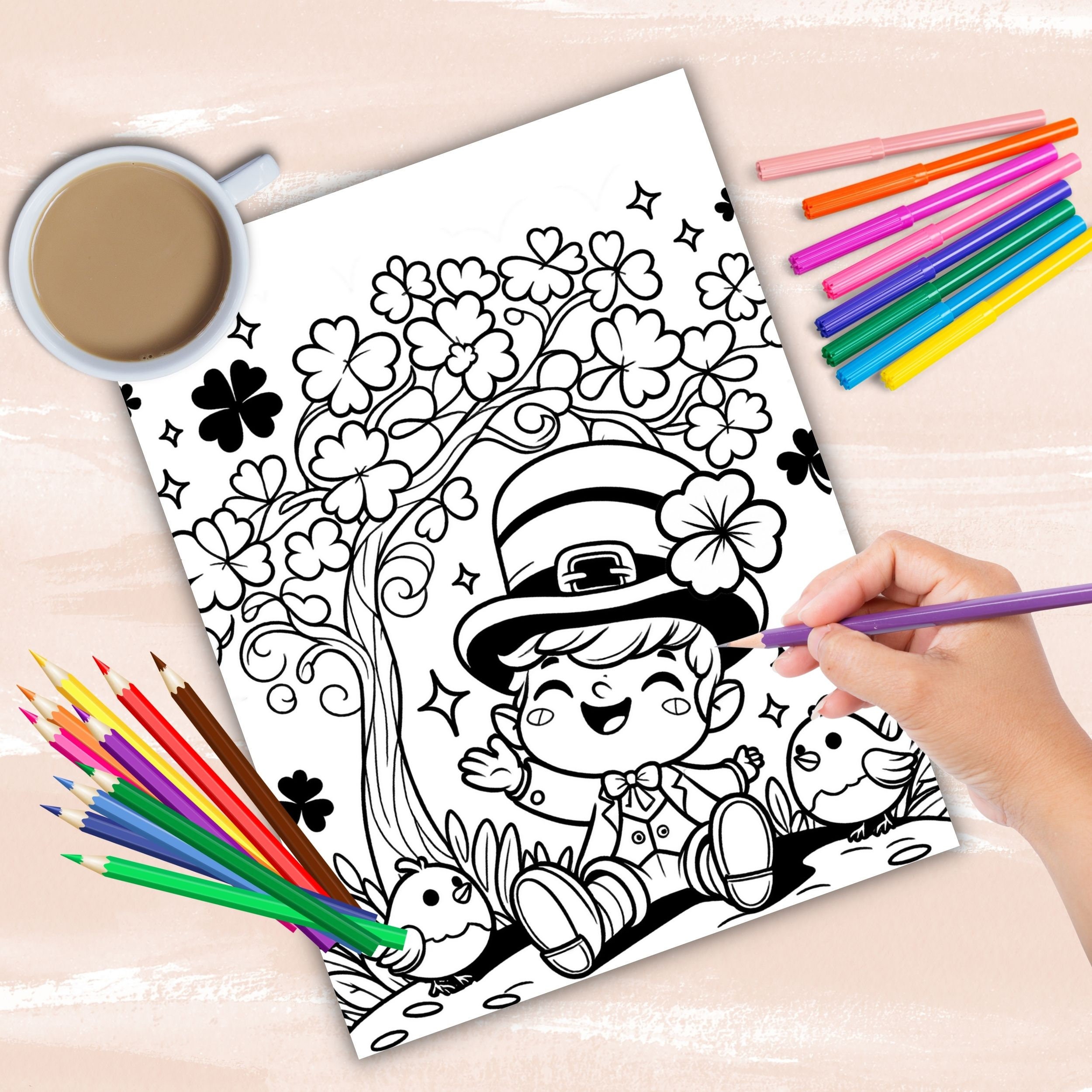 St Patricks Day Shenanigans Coloring Book, Cute Leprechaun Coloring