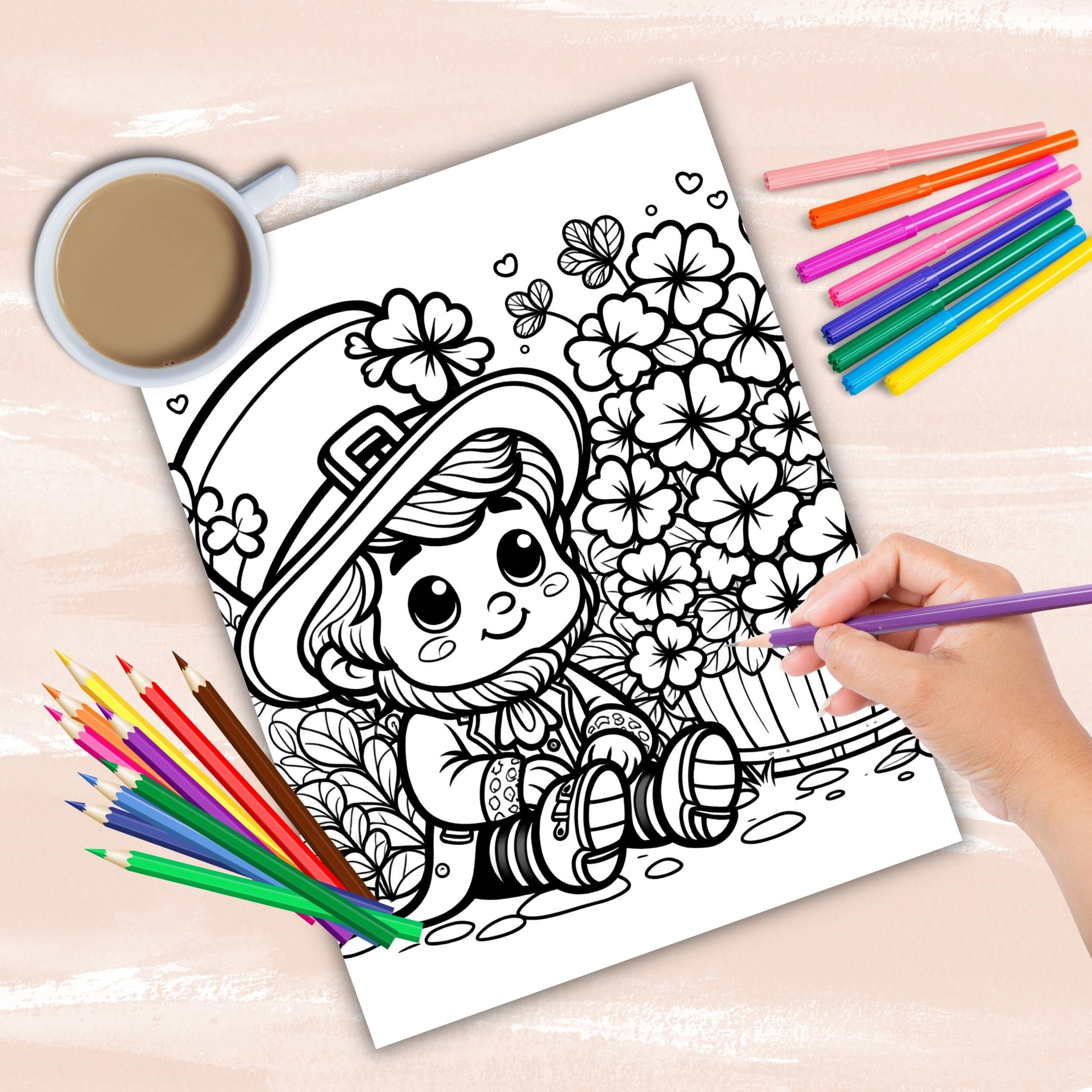 St Patricks Day Shenanigans Coloring Book, Cute Leprechaun Coloring