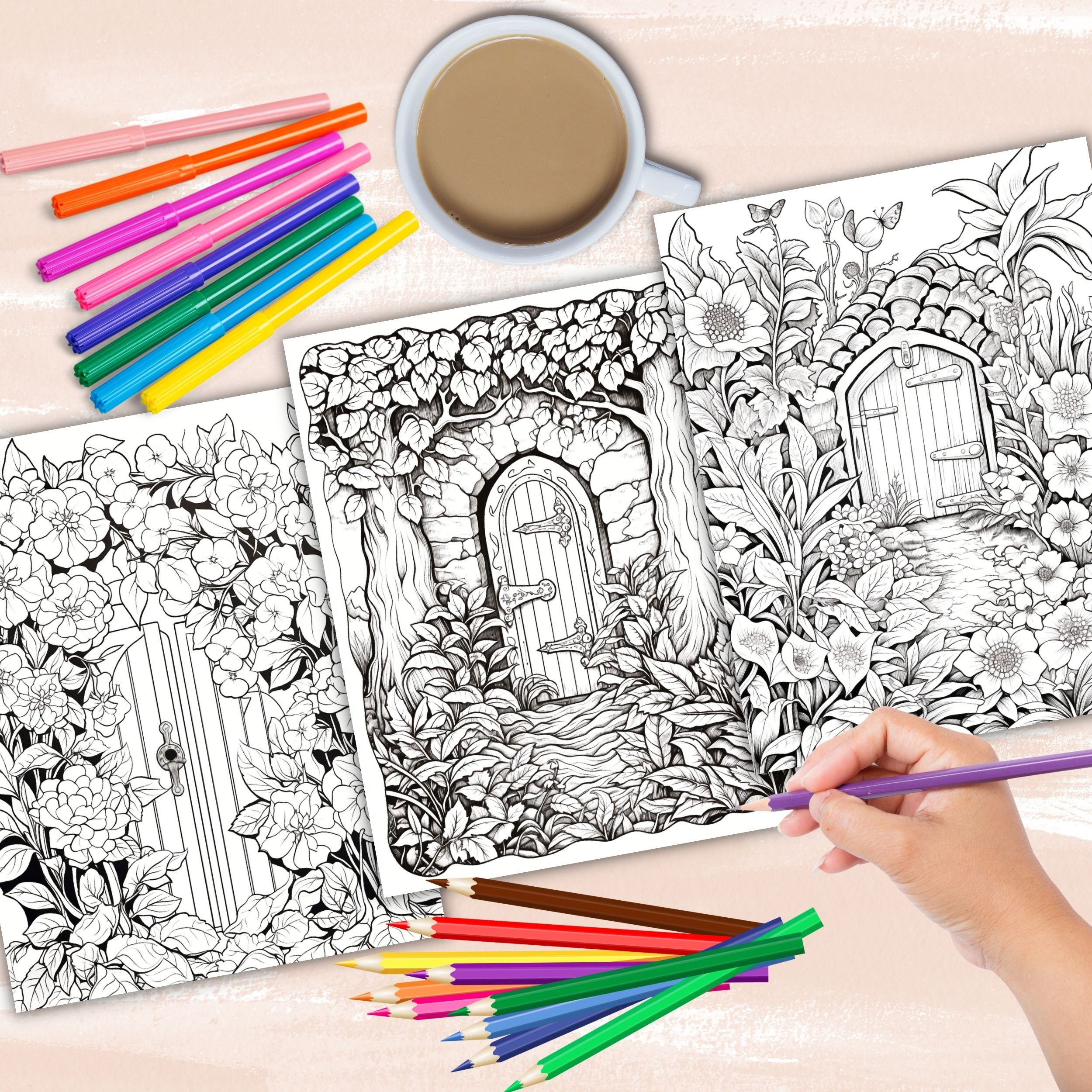 Secret Garden Escapes Coloring Book, Floral Coloring Pages, Botanical