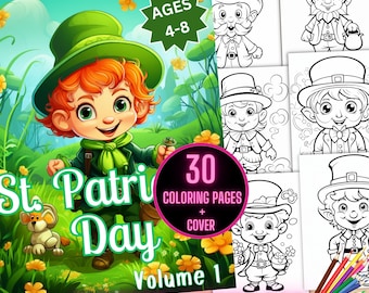 St Patricks Day Coloring Book for Children, Leprechaun Coloring for Kids, Kids Printable Coloring Pages, St Paddy Coloring Sheets for Kids