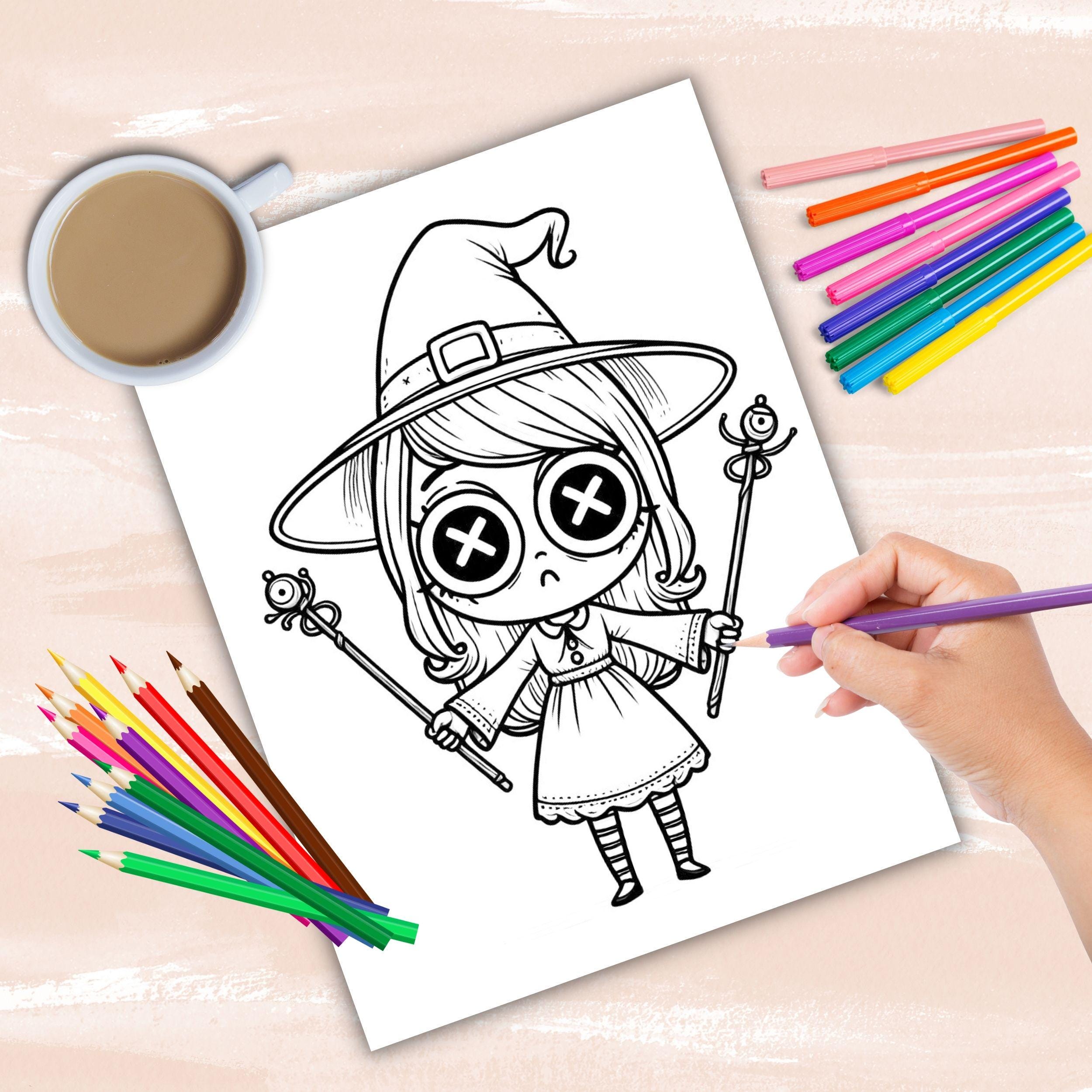 Funny Witch Coloring Book, Funny Halloween Coloring Pages for Kids ...