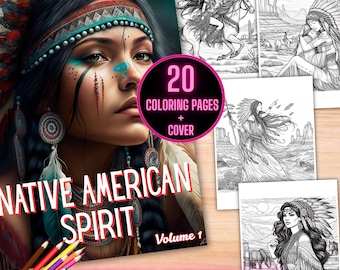 Native American Coloring Book, American Indian Coloring Book, Native American Spirit Coloring Pages, Beautiful Tribal Women Coloring Pages