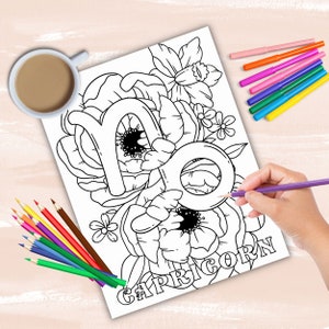 Zodiac Signs coloring book, astrology coloring pages, zodiac charts coloring sheets, instant digital download PDF printable coloring sheets