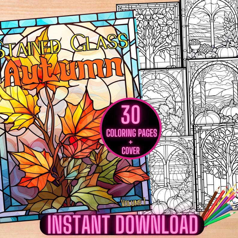 Stained Glass Autumn Coloring Book Fall Landscapes Coloring Pages Stained Glass Autumn Coloring Book Fall Landscapes Coloring Pages