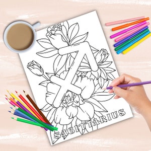 Zodiac Signs coloring book, astrology coloring pages, zodiac charts coloring sheets, instant digital download PDF printable coloring sheets