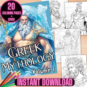 Greek Mythology Coloring Pages, Greek God Coloring Book, Printable Mythology  Coloring Book, Greek Gods Mythology Coloring Sheets for Adults