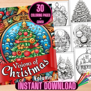 Visions of Christmas Coloring Book, Merry Christmas Coloring, Ornament Coloring Pages, Christmas Tree Coloring Sheets, Santa Claus Coloring