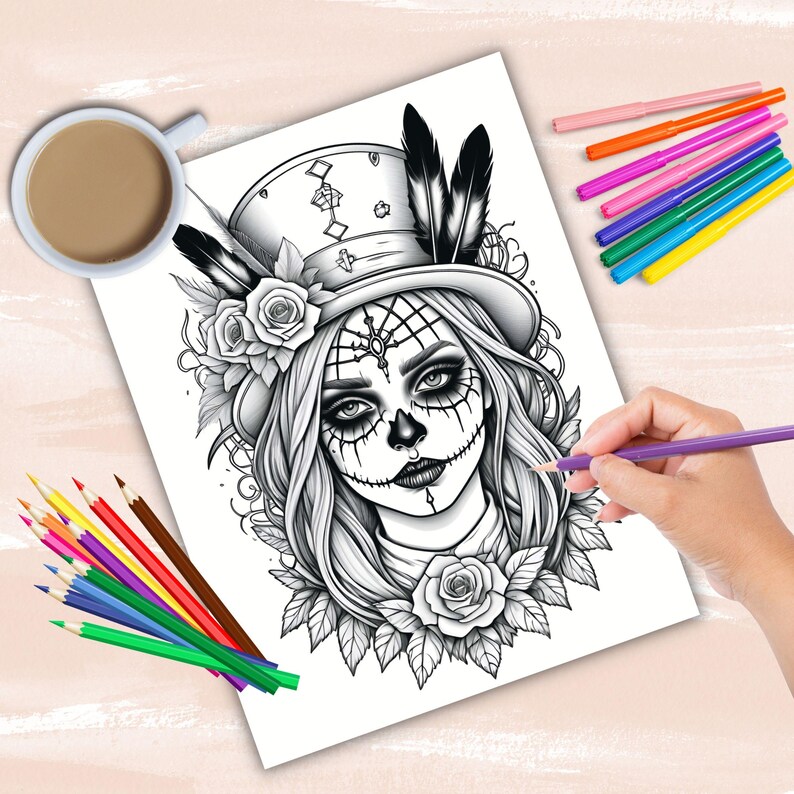 Gothic Horror Girls Coloring Book, Gothic Halloween Coloring Pages ...